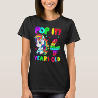 Cute Unicorn Fidget Speelgoed Pop Het Ik Ben 4 Mei T-shirt