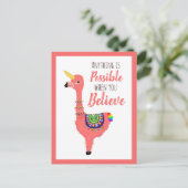 Cute Unicorn Flamingo Llama Inspirerend Quote Briefkaart (Staand voorkant)