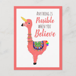 Cute Unicorn Flamingo Llama Inspirerend Quote Briefkaart