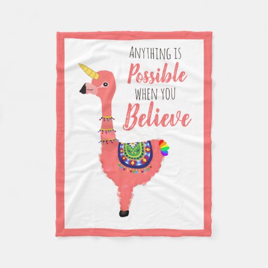 Cute Unicorn Flamingo Llama Inspirerende Unifllama Fleece Deken (Voorkant)