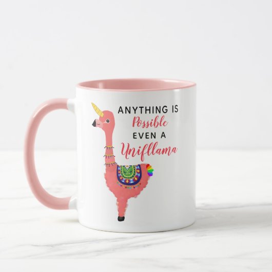 Cute Unicorn Flamingo Llama Inspirerende Unifllama Mok (Links)