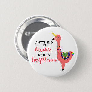 Cute Unicorn Flamingo Llama Inspirerende Unifllama Ronde Button 5,7 Cm