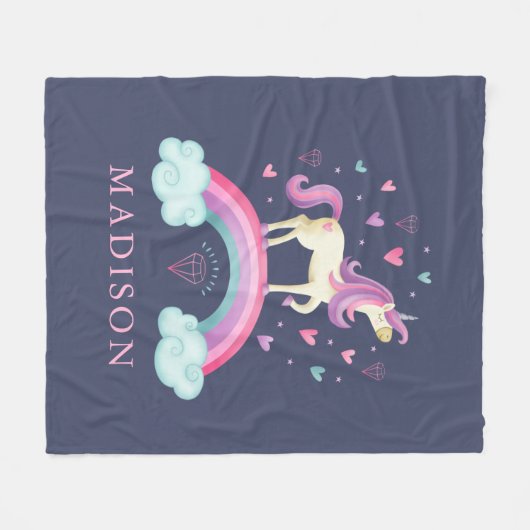 Cute Unicorn Fleece Deken (Voorkant (Horizontaal))