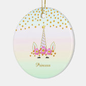Cute Unicorn, Flowers & Gold Confetti Keramisch Ornament (Links)