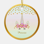 Cute Unicorn, Flowers & Gold Confetti Keramisch Ornament (Voorkant)