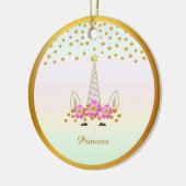 Cute Unicorn, Flowers & Gold Confetti Keramisch Ornament (Links)