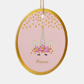 Cute Unicorn, Flowers & Gold Confetti Keramisch Ornament (Rechts)