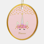 Cute Unicorn, Flowers & Gold Confetti Keramisch Ornament (Links)