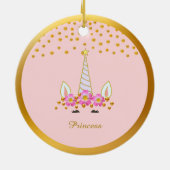 Cute Unicorn, Flowers & Gold Confetti Keramisch Ornament (Achterkant)