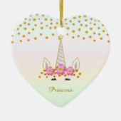 Cute Unicorn, Flowers & Gold Confetti Keramisch Ornament (Voorkant)