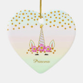 Cute Unicorn, Flowers & Gold Confetti Keramisch Ornament (Achterkant)