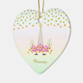 Cute Unicorn, Flowers & Gold Confetti Keramisch Ornament (Links)