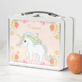 Cute Unicorn & Flowers op Light Pink (In situ)