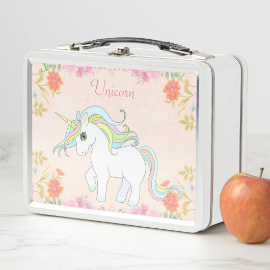 Cute Unicorn & Flowers op Light Pink (In situ)