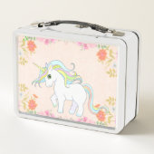 Cute Unicorn & Flowers op Light Pink (Achterkant)