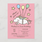 Cute Unicorn Flying op Balloons Briefkaart (Voorkant)