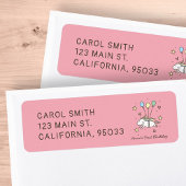 Cute Unicorn Flying op Balloons Etiket