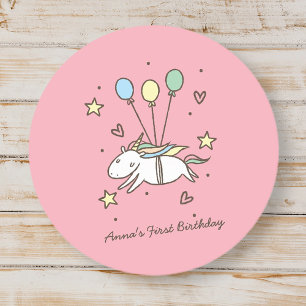 Cute Unicorn Flying op Balloons Ronde Sticker
