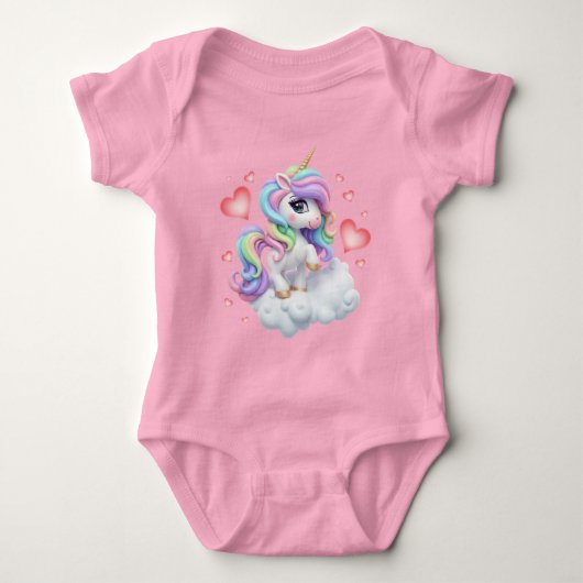 Cute unicorn : For Baby Girls Romper (Voorkant)