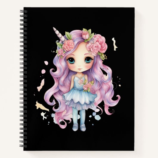Cute unicorn girl notitieboek (Voorkant)