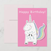 Cute Unicorn - Girls Birthday Briefkaart (Voorkant / Achterkant)
