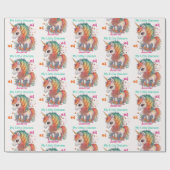 Cute Unicorn Girl's Birthday Name & Age Gift Cadeaupapier (Vlak)