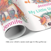 Cute Unicorn Girl's Birthday Name & Age Gift Cadeaupapier