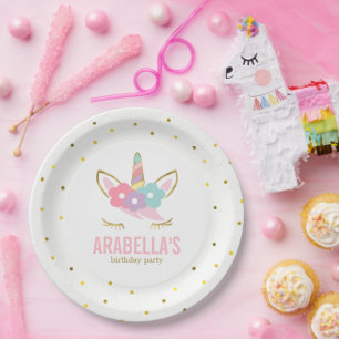 Cute Unicorn Girls Birthday Party Papieren Bordje