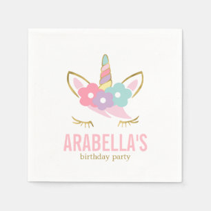 Cute Unicorn Girls Birthday Party Servet