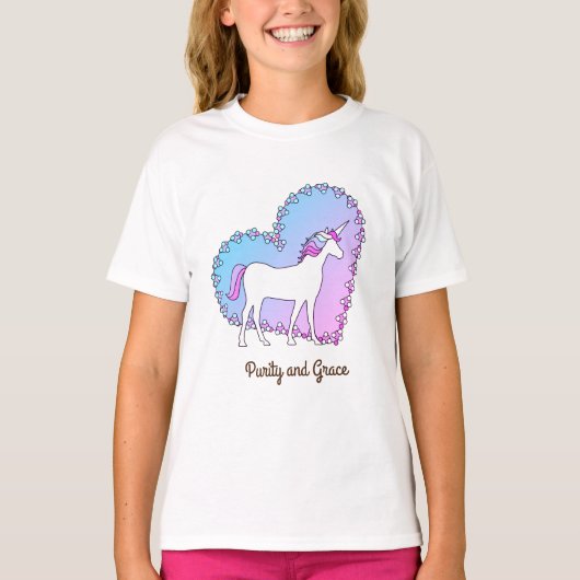 Cute Unicorn Girls Tshirt Graceful Daughters (Voorkant)