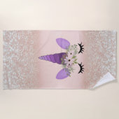 Cute Unicorn, Glitter Bokeh Strandlaken (Voorkant)