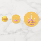 Cute Unicorn & Gold Confetti op Paars en saffron (Achterkanten)