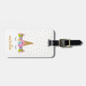 Cute Unicorn Gold Glitter Girly - Aangepaste naam Bagagelabel (Voorkant horizontaal)