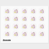 Cute Unicorn Happy Birthday Cake Ronde Sticker (Vel)