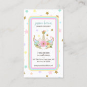 Cute Unicorn Head sterren Rainbow Visitekaartje (Achterkant)