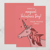 Cute Unicorn Heart Kinder Classroom Valentijn day Feestdagenkaart (Voorkant / Achterkant)