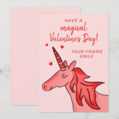 Cute Unicorn Heart Kinder Classroom Valentijn day Feestdagenkaart (Voorkant / Achterkant)