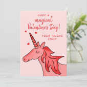 Cute Unicorn Heart Kinder Classroom Valentijn day Feestdagenkaart (Staand voorkant)