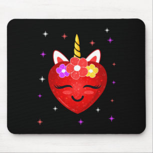 Cute Unicorn Heart Valentijnsdag Girls Kinder Muismat
