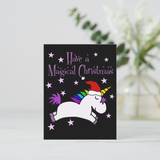Cute unicorn heeft een magische kerstCartoon Briefkaart (Staand voorkant)