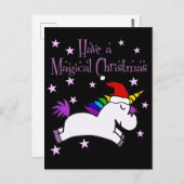 Cute unicorn heeft een magische kerstCartoon Briefkaart (Voorkant / Achterkant)