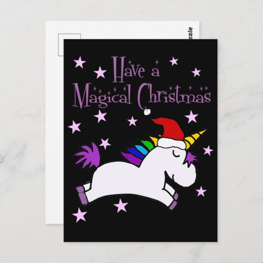 Cute unicorn heeft een magische kerstCartoon Briefkaart (Voorkant / Achterkant)