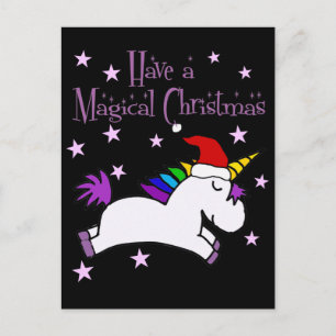 Cute unicorn heeft een magische kerstCartoon Briefkaart