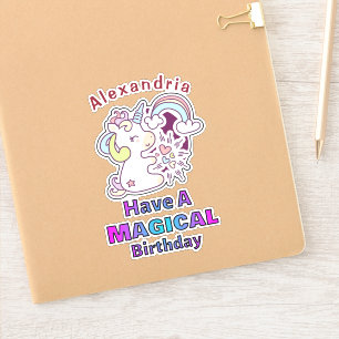Cute Unicorn heeft een magische verjaardag  Sticker