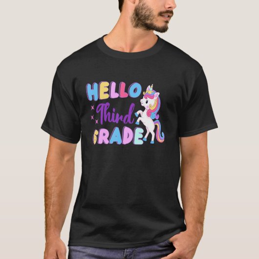 Cute Unicorn Hello Third 3rd Grade Goodbye 2nd Sch T-shirt (Voorkant)