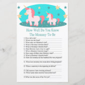 Cute Unicorn hoe goed je baby shower game kent (Voorkant)