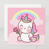 Cute Unicorn Holiday Card Feestdagenkaart (Voorkant / Achterkant)