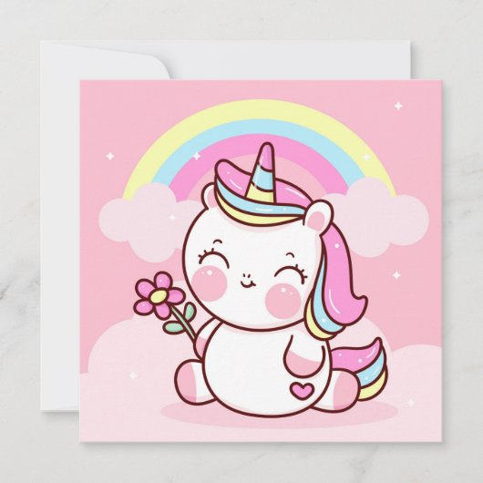Cute Unicorn Holiday Card Feestdagenkaart (Voorkant)