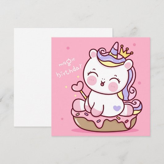 Cute Unicorn Holiday Kaart (Voorkant / Achterkant)