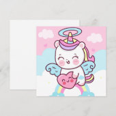 Cute Unicorn Holiday Kaart (Voorkant / Achterkant)